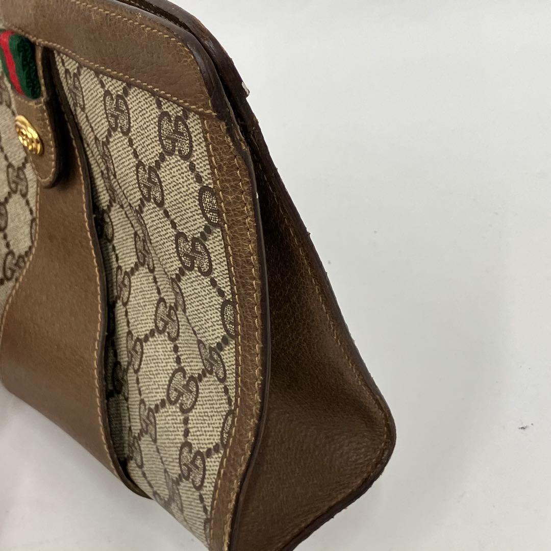 1*す様 オールドGUCCI シェリーライン GGキャンバスクラッチバッグ ミニ