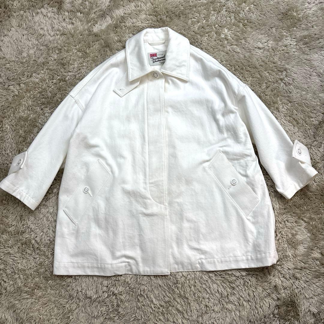 トラディショナル ウェザーウェア◆ マートンデニム　ステンカラーコート　白