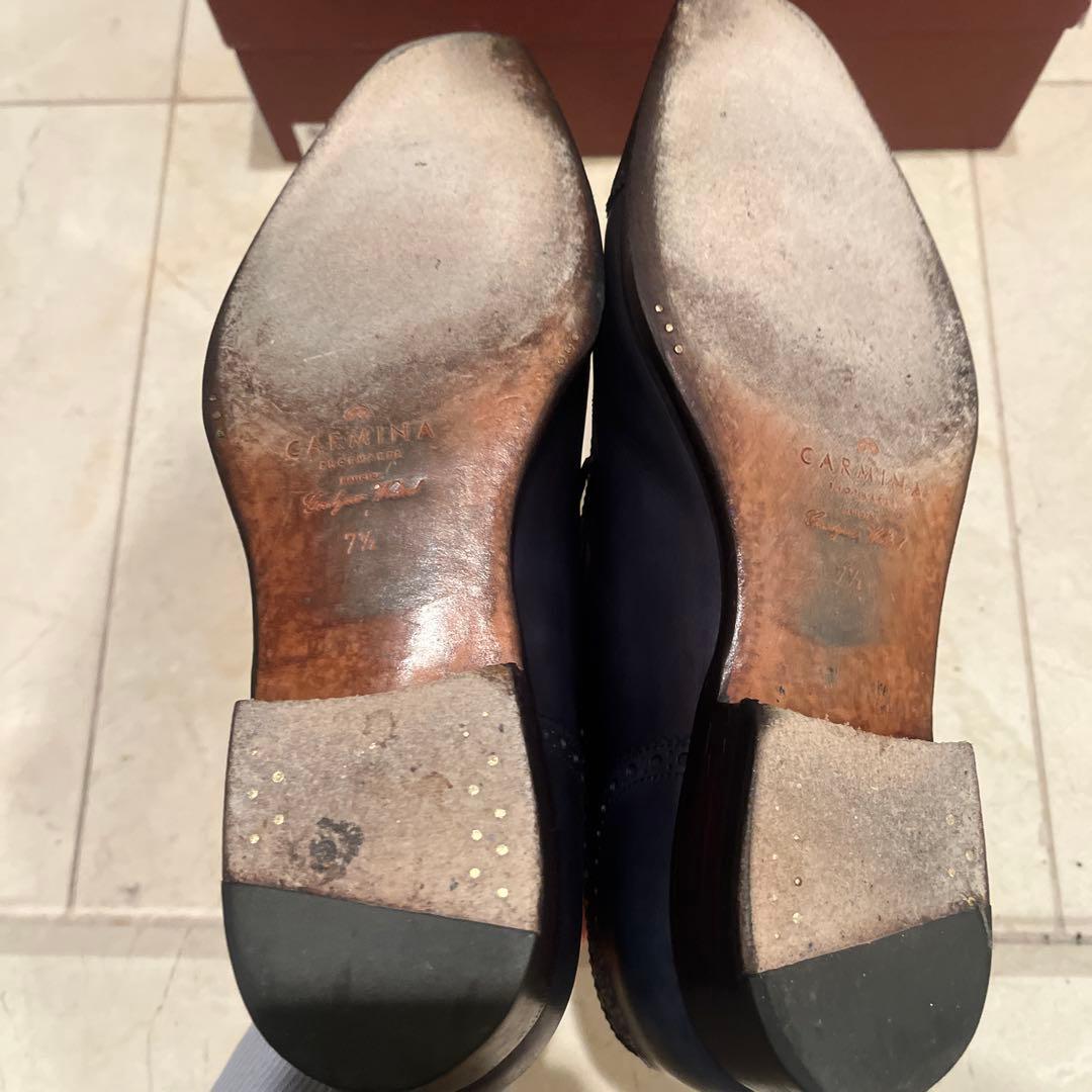 カルミナ　CARMINA ネイビー レザー ストレートチップシューズ 7 1/2