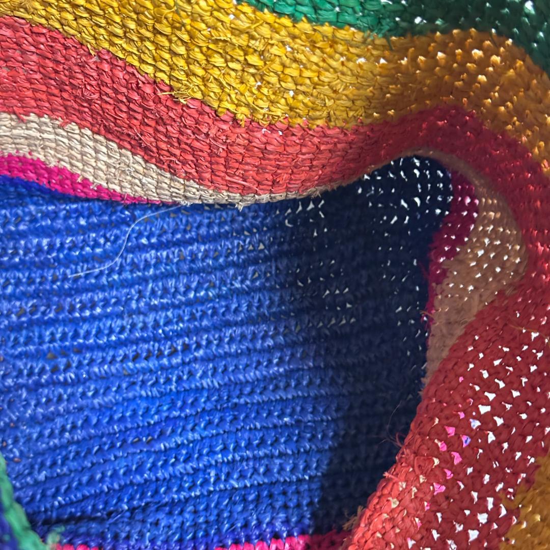 ポロラルフローレン ビッグポニー ラフィアトートバッグ かごバッグ マルチカラー