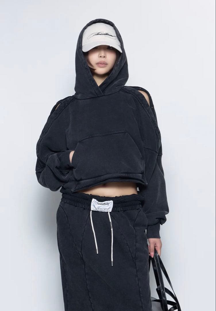 トップス THEREDTHREAD S open shoulder hoodie
