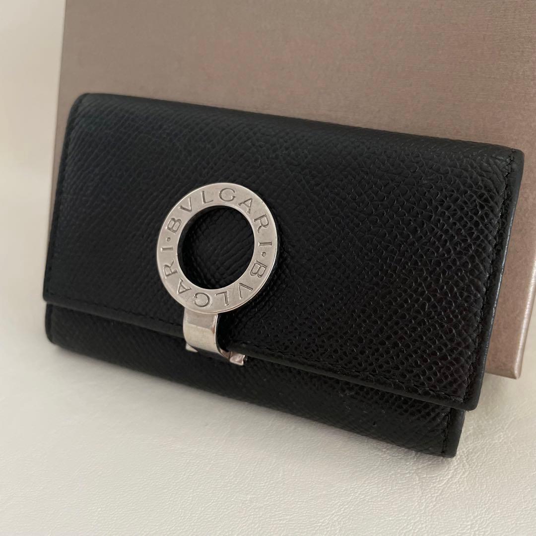 美品　ブルガリ　キーケース　6連　黒　ビーゼロワン　サークル　ロゴ　クリップ