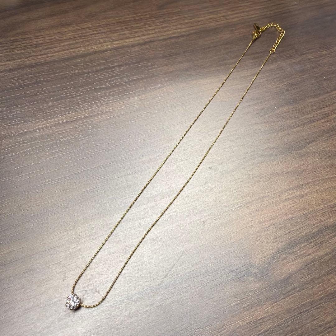 s*房様 美品♡ゴールド 一粒石ネックレス ジルコニア？ダイヤ？