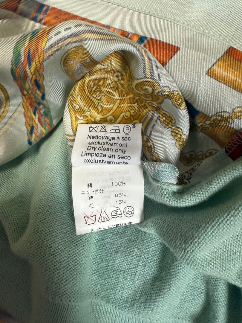 エルメス ツイルレーヌ　ポロシャツ 異素材切り替え　総柄 HERMES