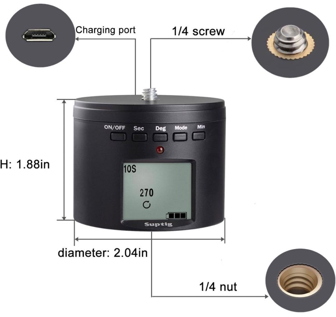 カメラ三脚マウント 電動 360度回転するヘッド Gopro