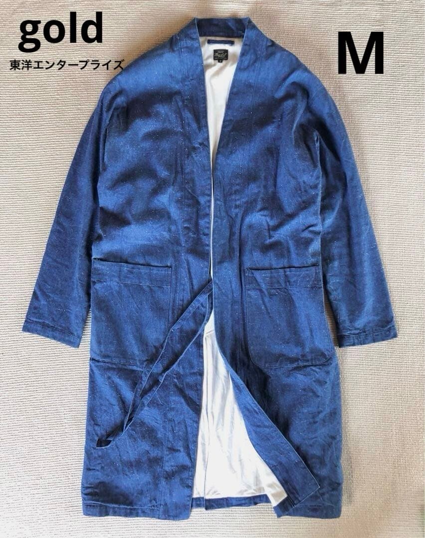 gold ゴールド ノーカラーショップコート 東洋エンタープライズ ガウン M