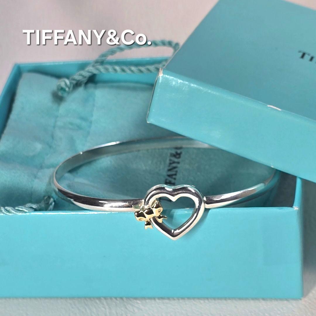 希少✨ティファニー ハート リボン バングル SV925/18Kコンビ
