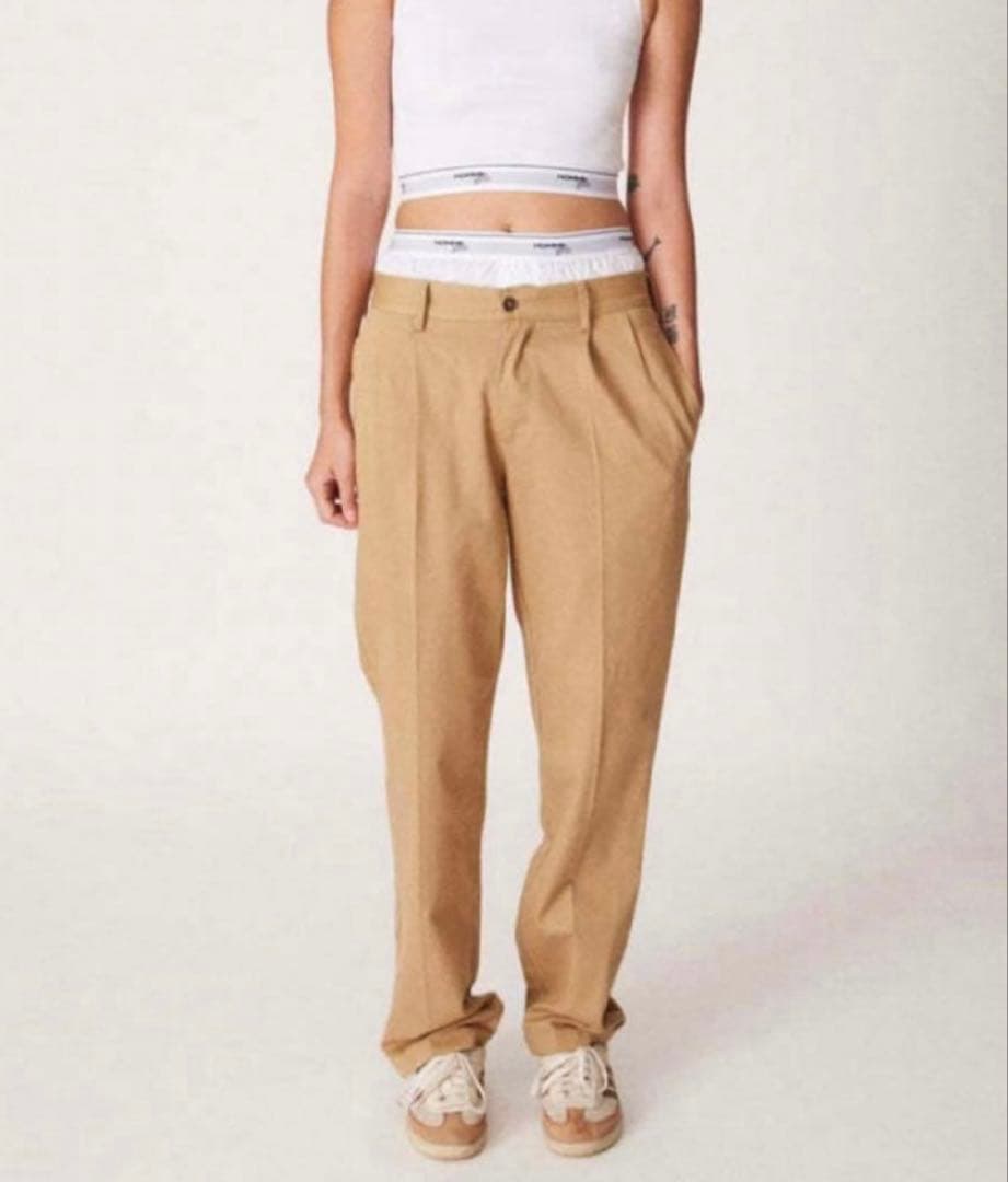 HOMMEGIRLS カーキ ボクサー トラウザーズ パンツ