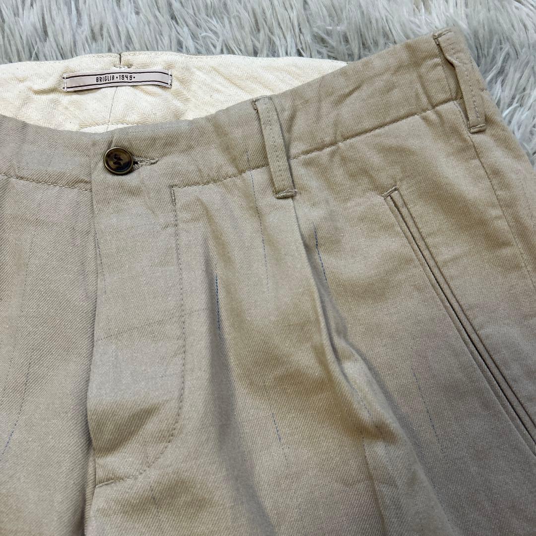 【新品】BRIGLIA 1949 ストライプ スラックス チノパン 48サイズ