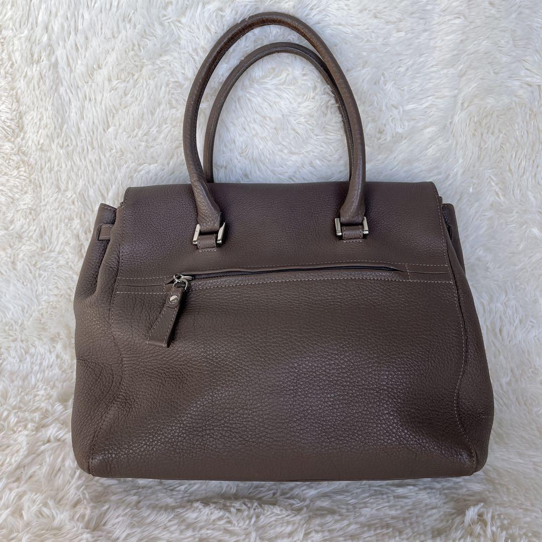 NAGATANI ハンドバッグ　シボレザー　グレージュ　フラップ