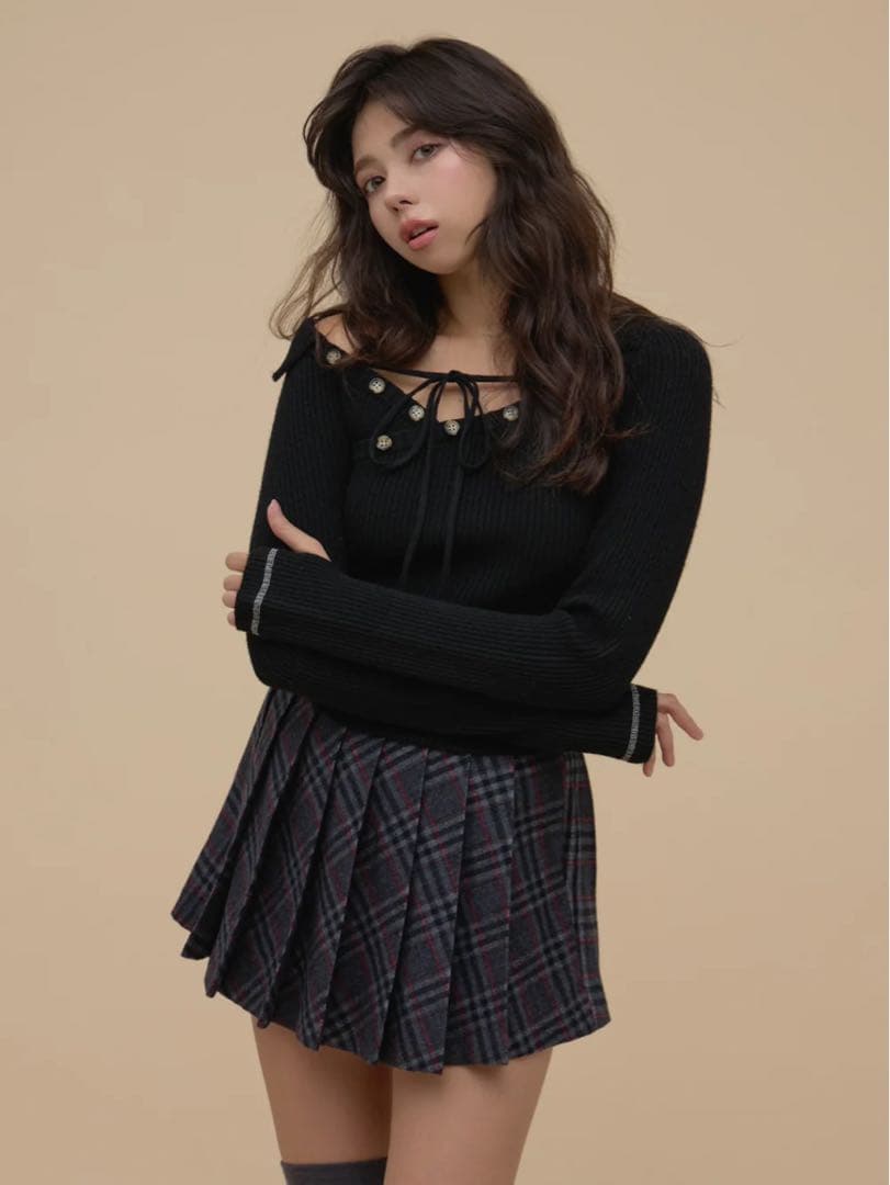 完売品！Monica check pleats mini skirt