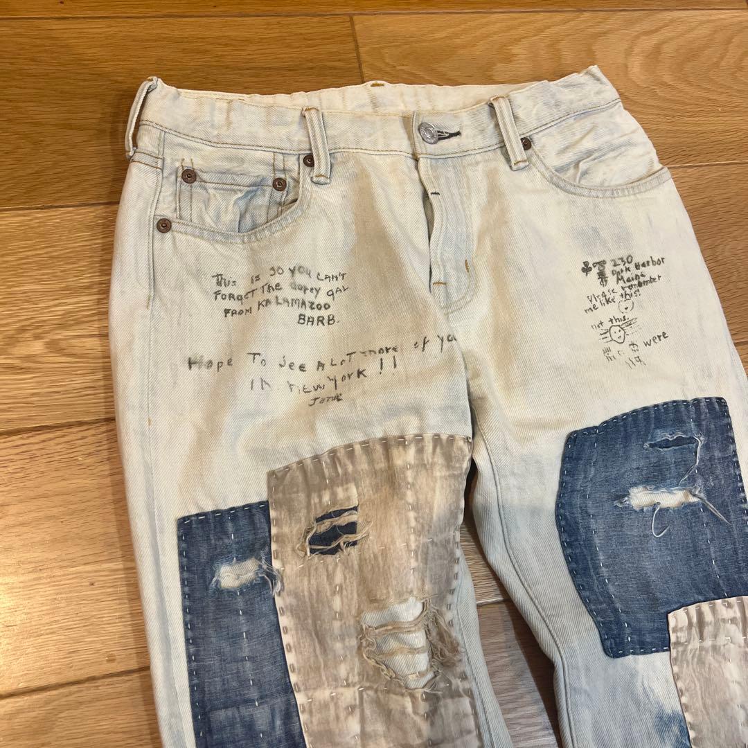 【ほぼ未使用】デニムダンガリー ダメージ　ジーンズ　150cm
