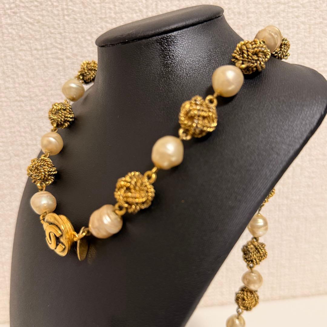 CHANEL シャネル ヴィンテージ フェイクパール　ゴールドトーン　ネックレス