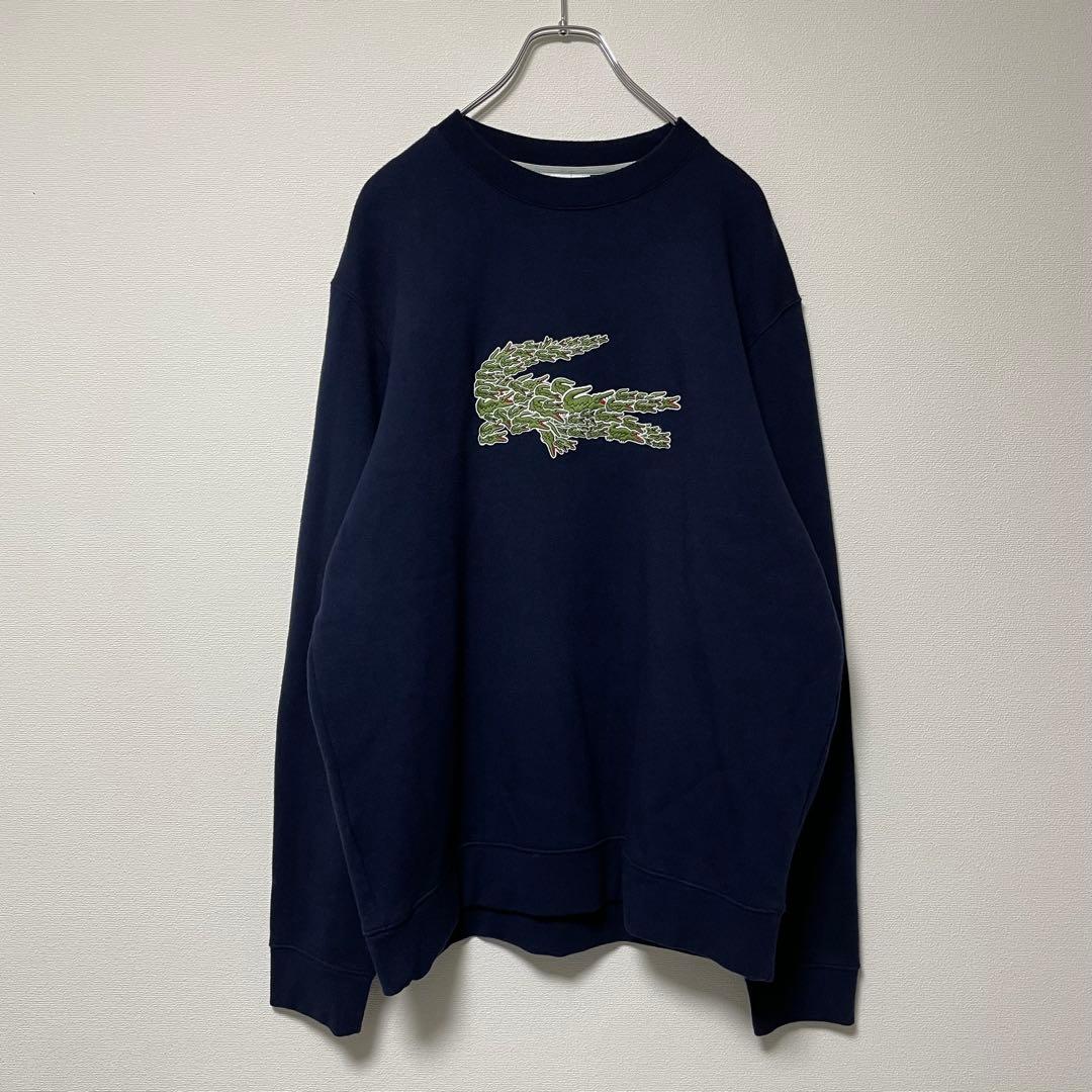 ラコステ マルチワニ ロゴワッペン トレーナー スウェット 裏起毛 ネイビー