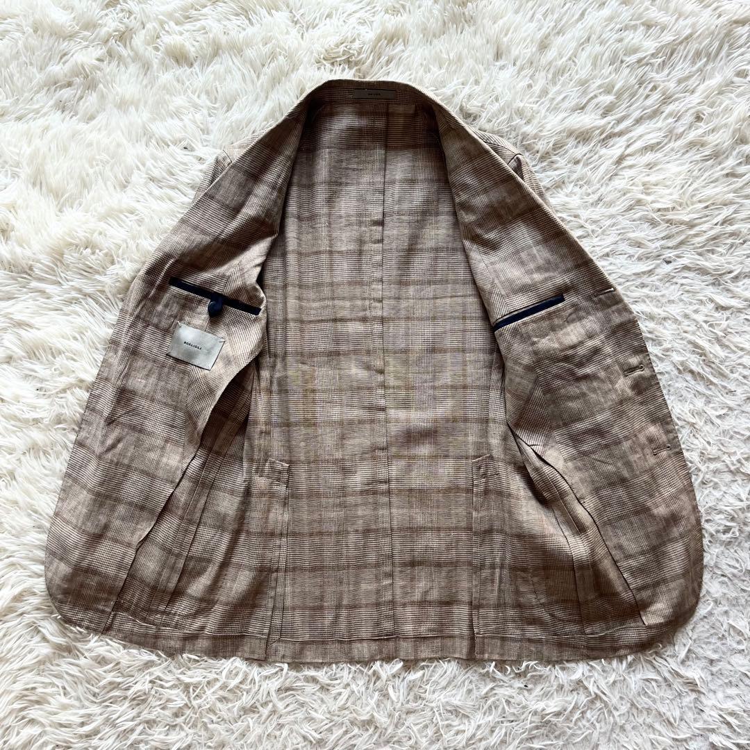 <美品>BOGLIOLI doverベージュ 春夏 シルクリネンジャケット 42