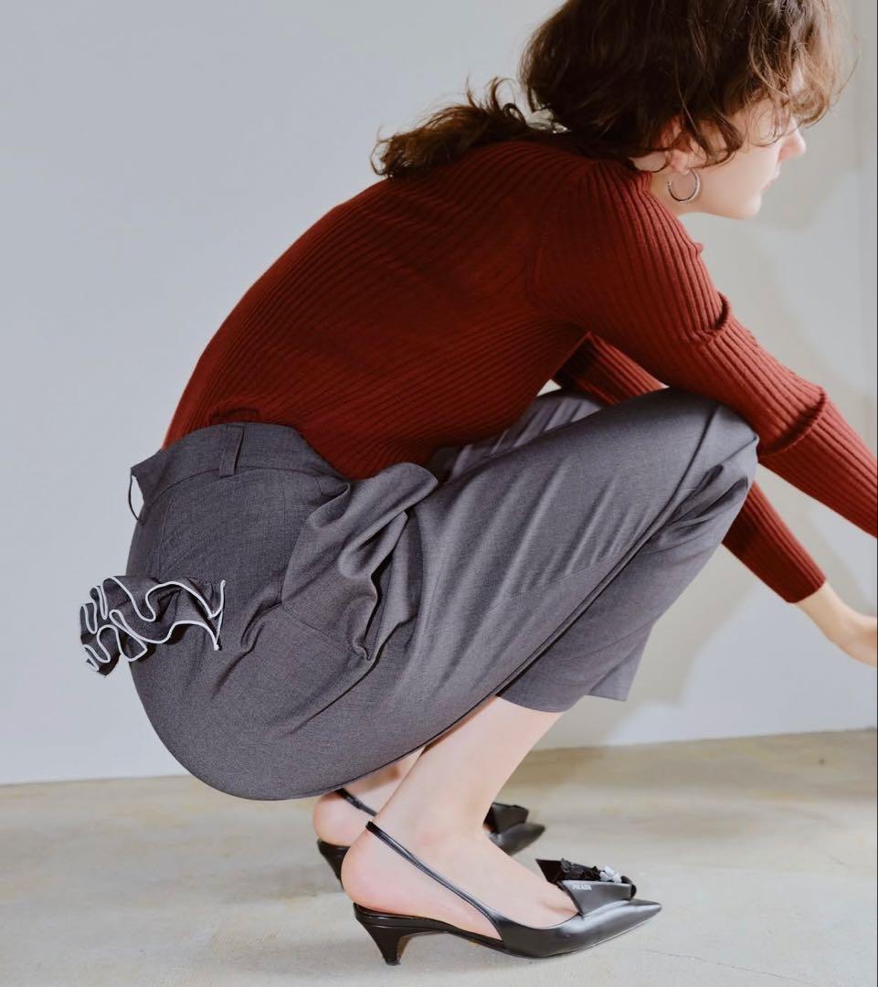 trefle+1 トレフルプラスワン　ポケットフリルパンツ　グレー　01