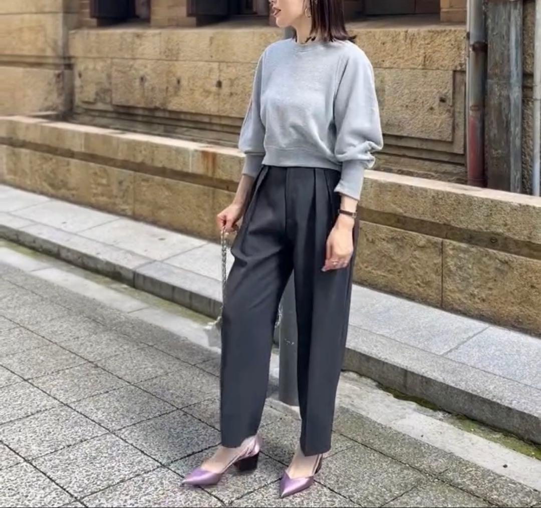 trefle+1 トレフルプラスワン　ポケットフリルパンツ　グレー　01