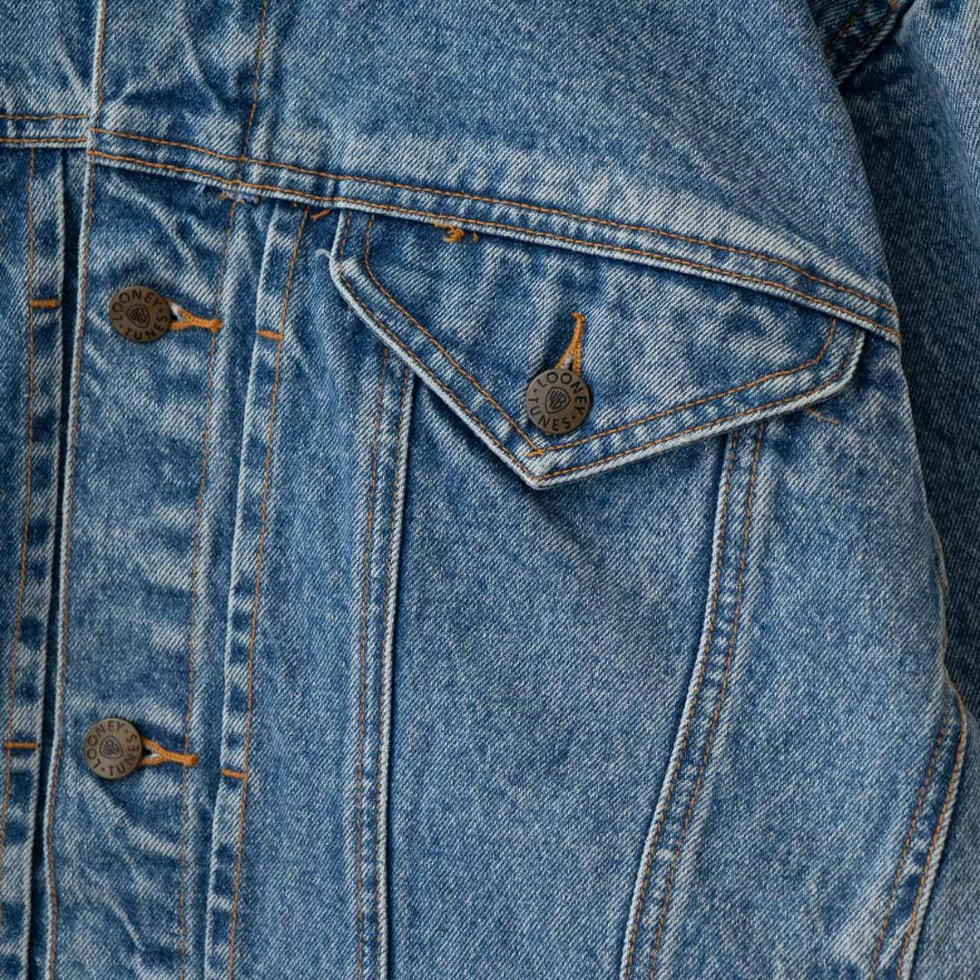 90s ルーニーチューンズ 刺繍デニムジャケット メンズ M相当