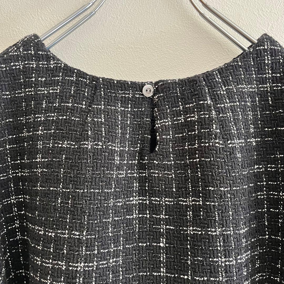 定価2.53万 ビアズリー ツイードコンビプルオーバー ネイビー 卒入園 卒入学