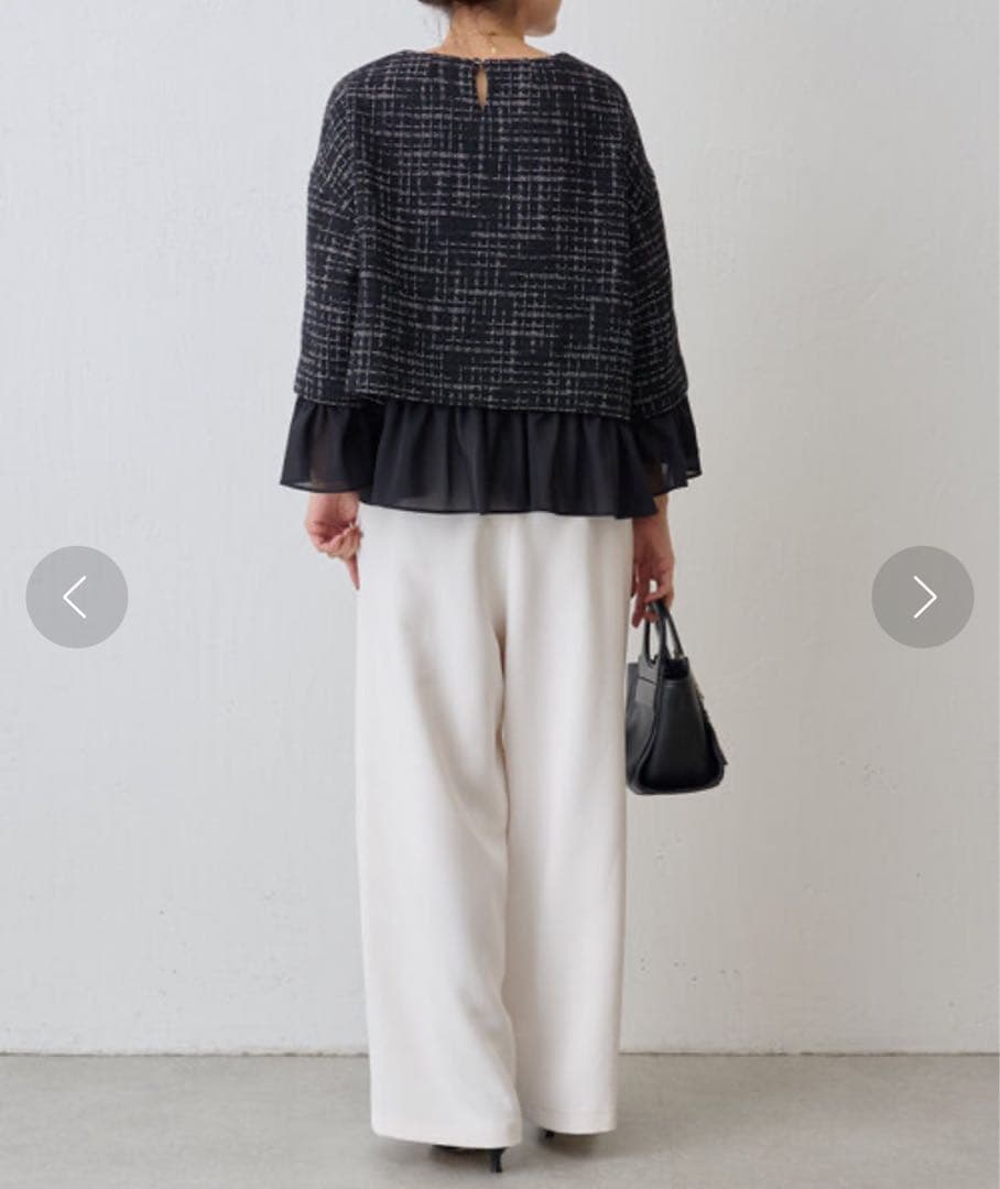 定価2.53万 ビアズリー ツイードコンビプルオーバー ネイビー 卒入園 卒入学