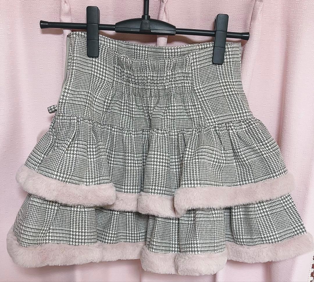 pium ファー付きティアードミニスカート ピウム