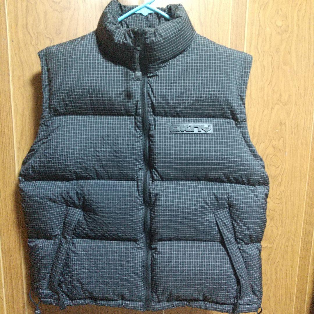 DKNY ダウンベスト 90s Down Vest Mサイズ 黒 格子柄