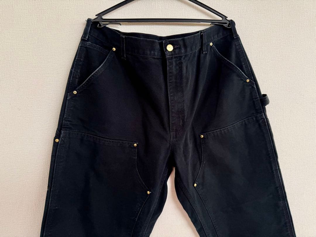 超スペシャル 38X32 W38 カーハート ダブルニー パンツ ブラック