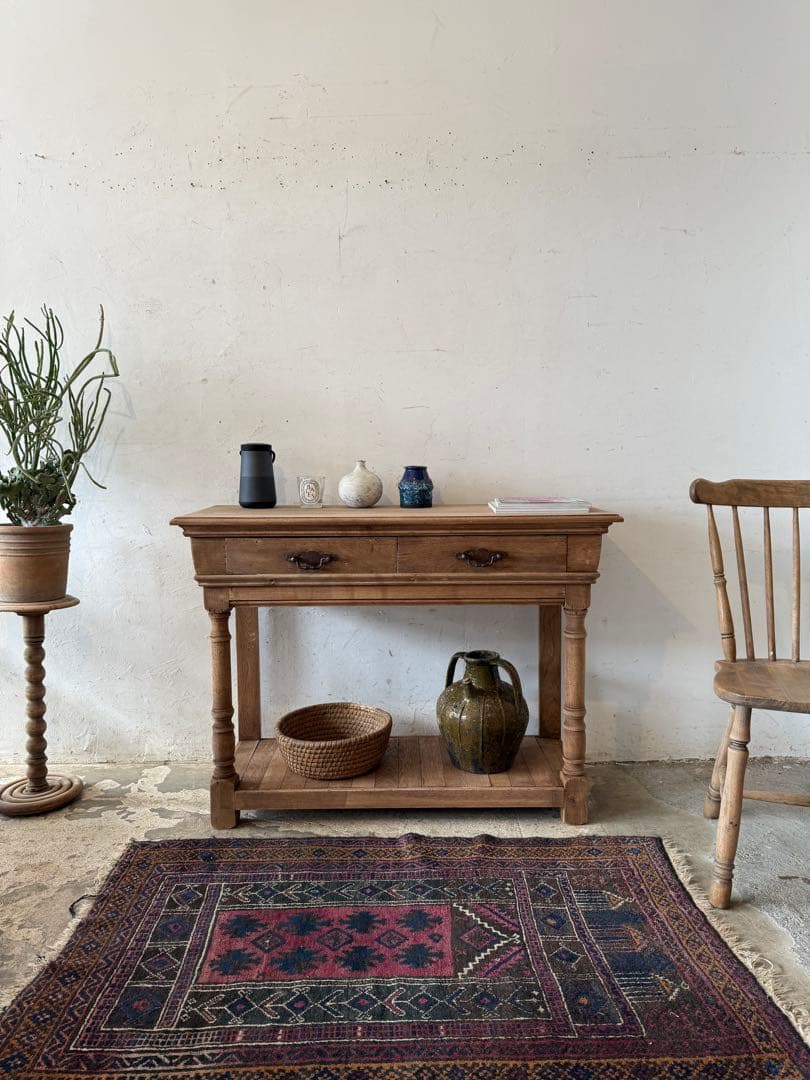 ビンテージ　ドロワー カウンター　コンソール　キッチンテーブル　剥離