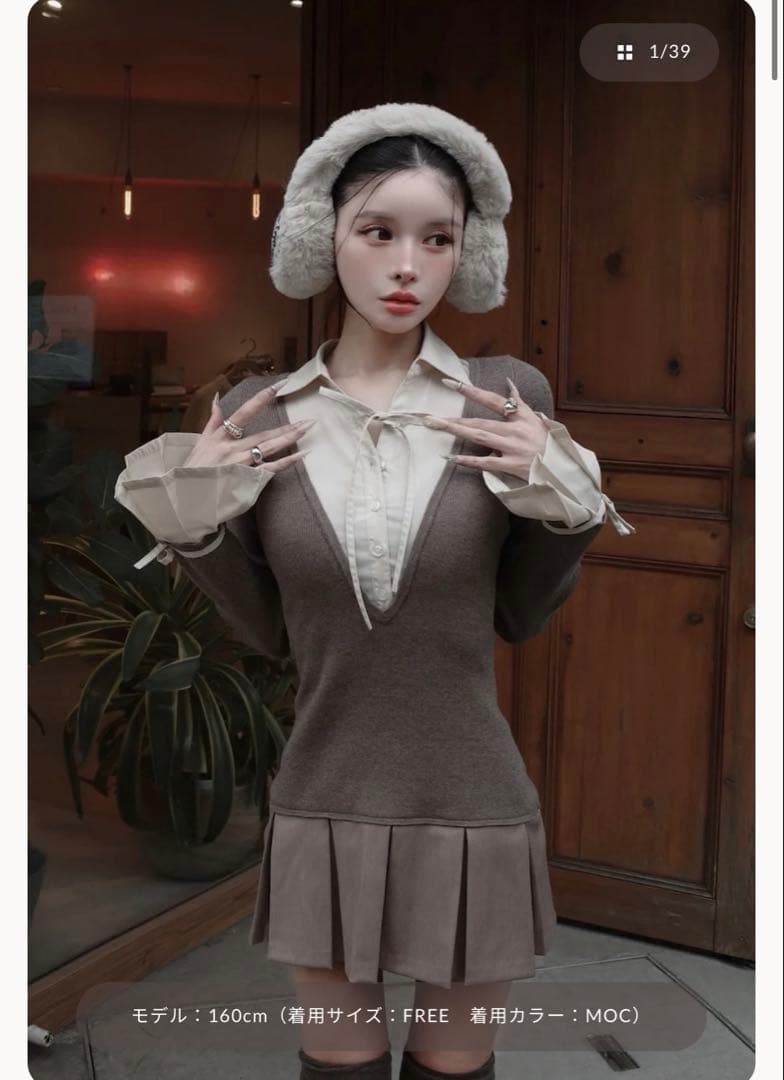 【専用出品】Darich シャツドッキングプリーツミニワンピース