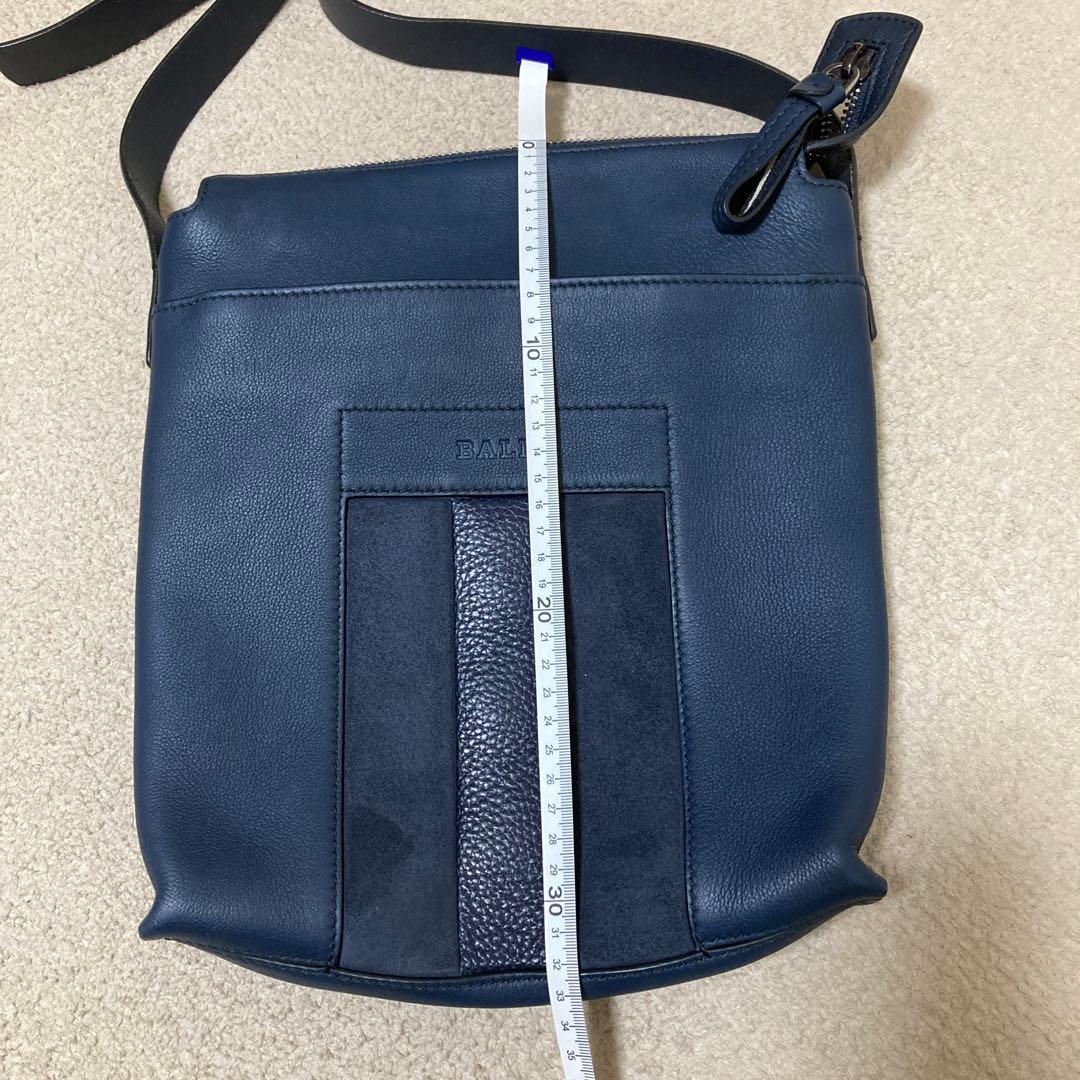 BALLY ネイビー レザー ショルダーバッグ