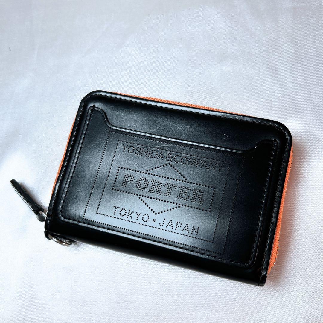 限定品 PORTER 6連 キーケース カードケース ガラスレザー ブラック