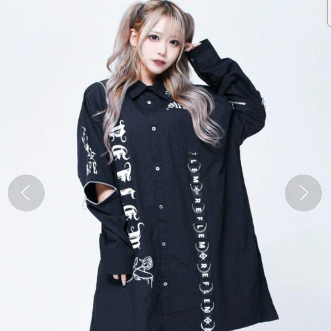 美品♥ レフレム 【F】Dリングデザインロングシャツ ブラック レディース