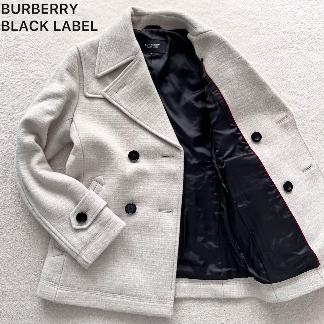 美品✨バーバリーブラックレーベル ピーコート メルトンウール アイボリー