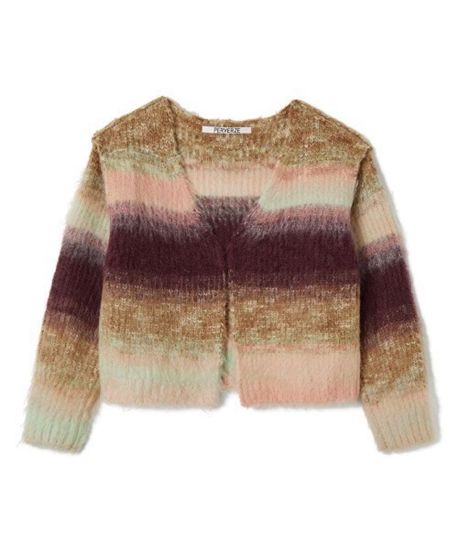 トップス PERVERZE Gradient Stripe Wide Cardigan