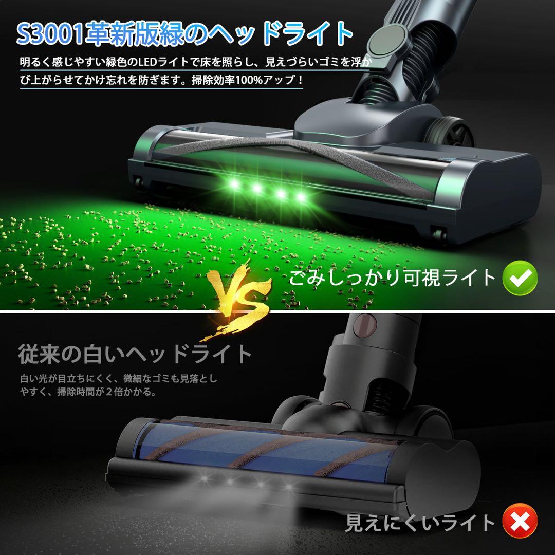 コードレス掃除機 70Kpa超強力 LEDライト付 自立式 サイクロン式