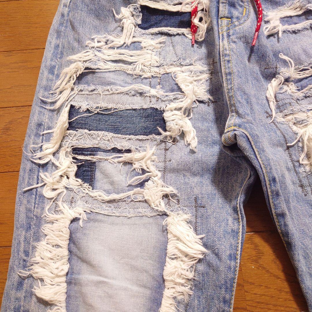 DENIMDUNGAREE パンツ ダメージジーンズ ライトブルー 150cm