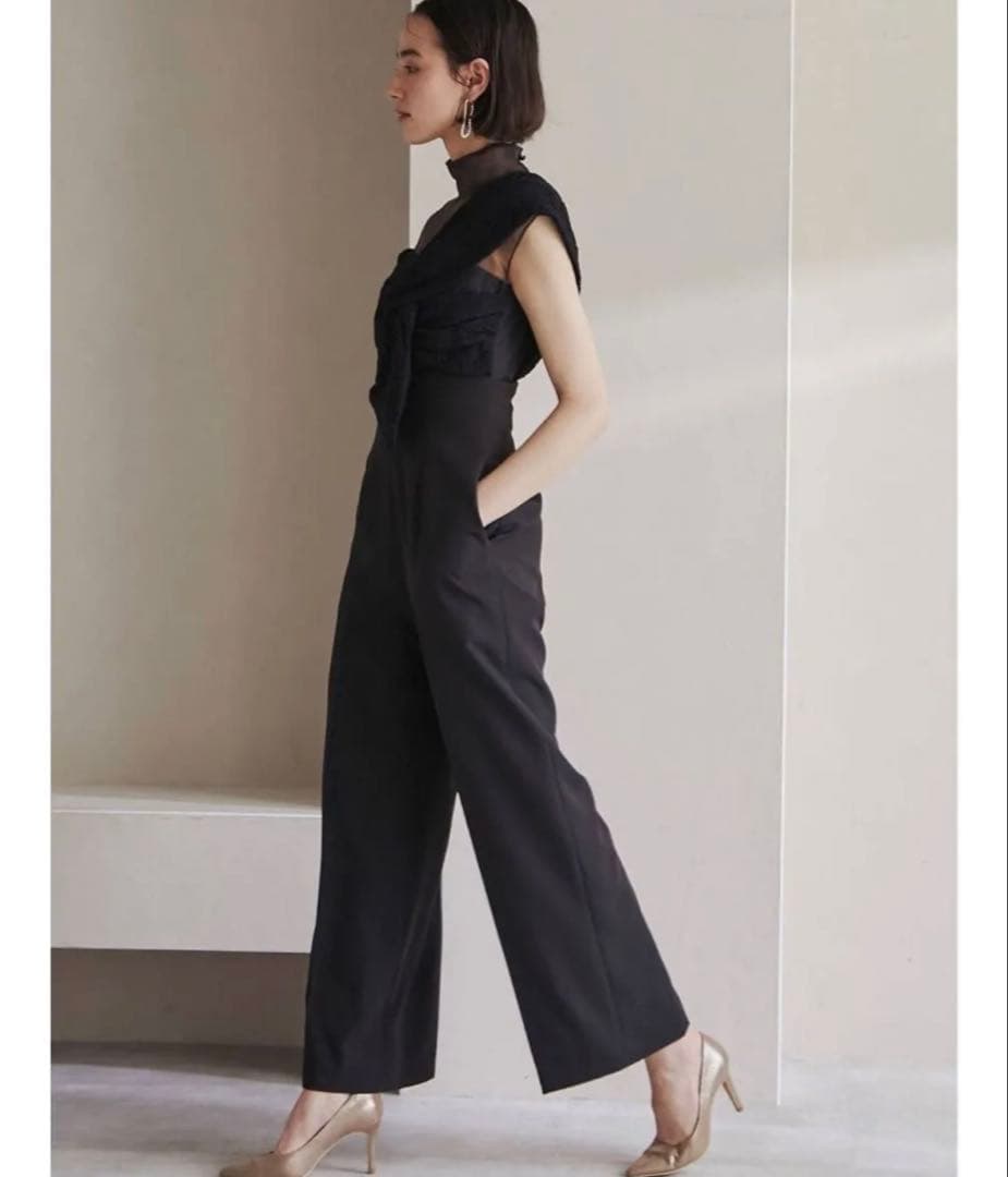 ラグナムーン パンツドレス オールインワン M 異素材ドッキング オケージョン