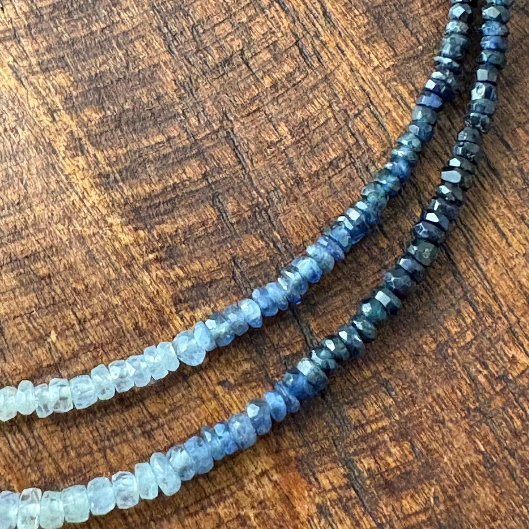 サファイア　ビーズ　ネックレス　グラデーション　silver925