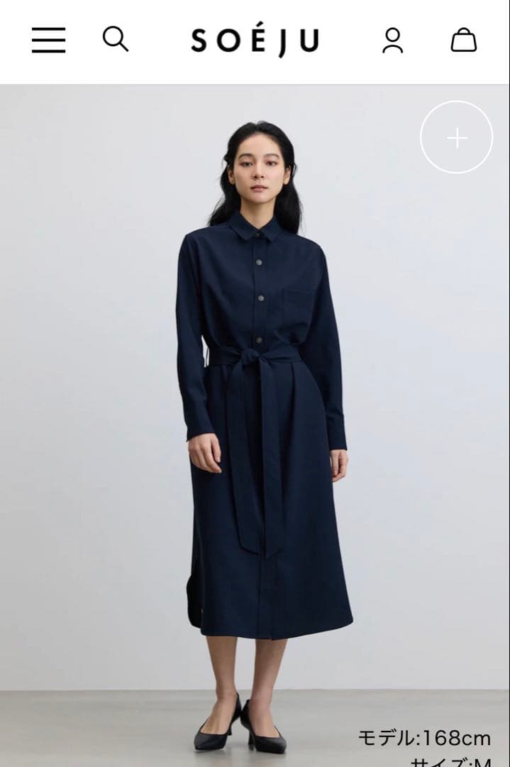 SOÉJU ネイビー ソフトオックスシャツワンピース M