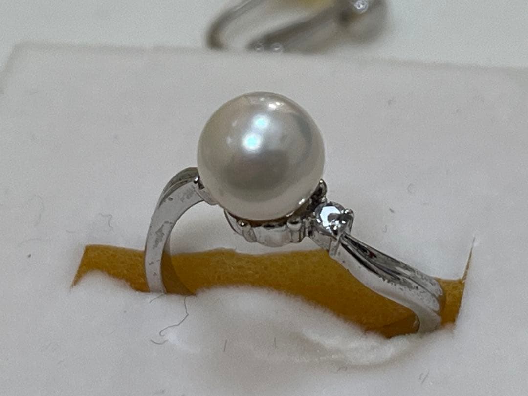美品　本真珠　パール　ネックレス　イヤリング　指輪　リング　3点セット