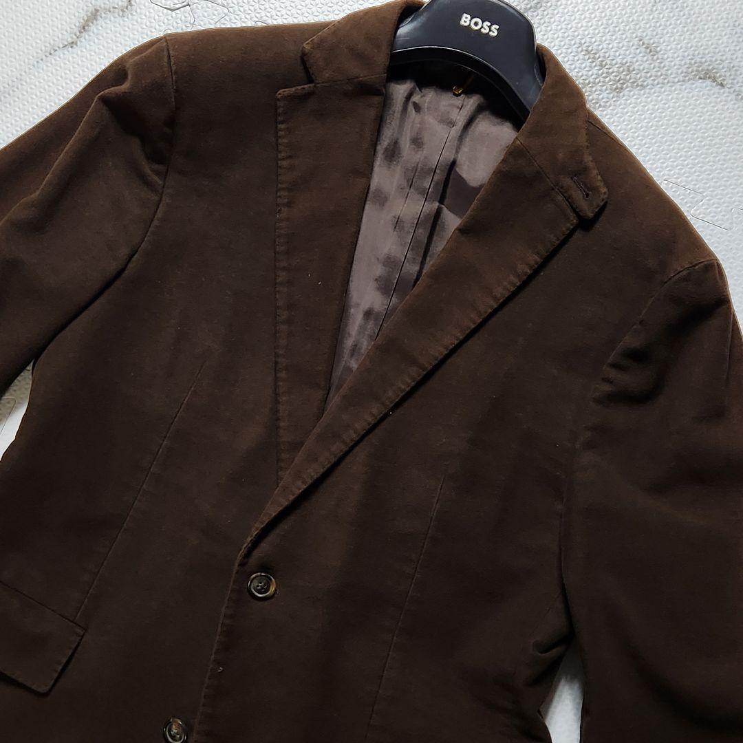 入手困難✨HUGO BOSS テーラードジャケット ラムレザー 切替 ブラウン