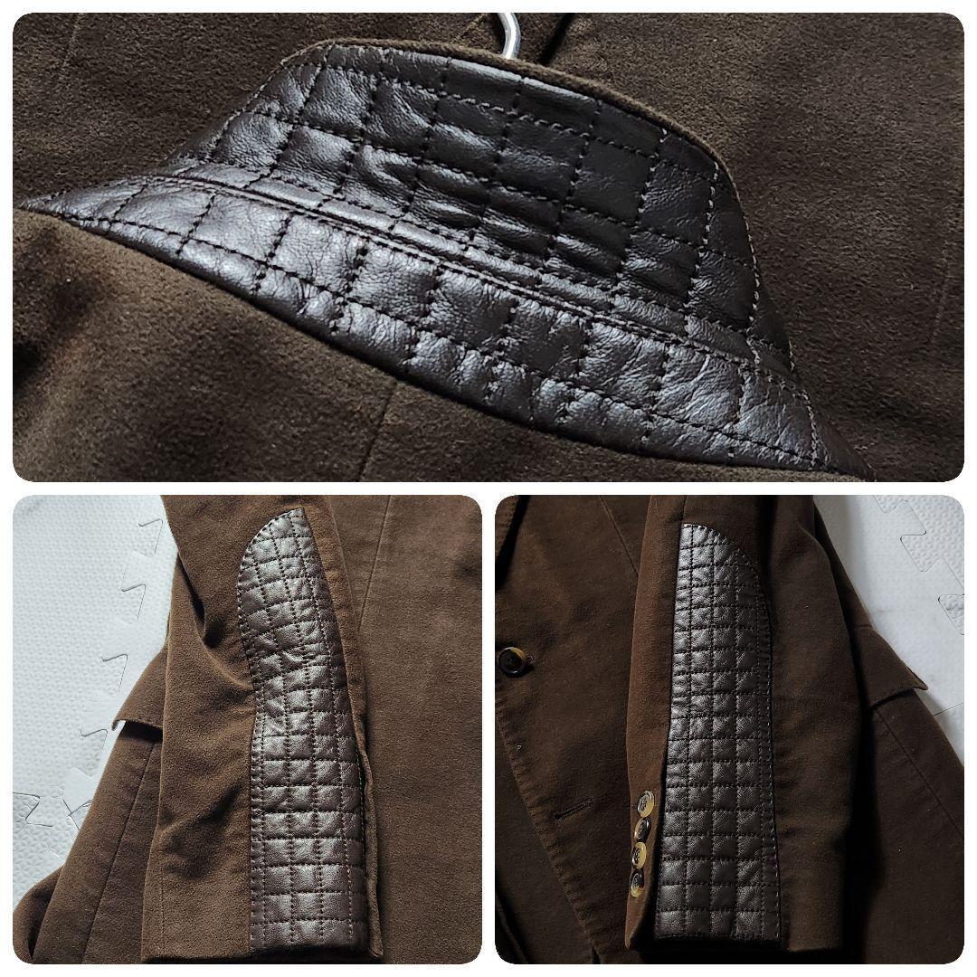 入手困難✨HUGO BOSS テーラードジャケット ラムレザー 切替 ブラウン