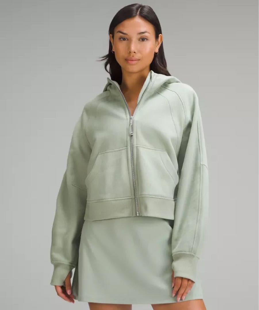 新品未使用！ルルレモンScuba オーバーサイズ フルジップフーディXS 薄緑