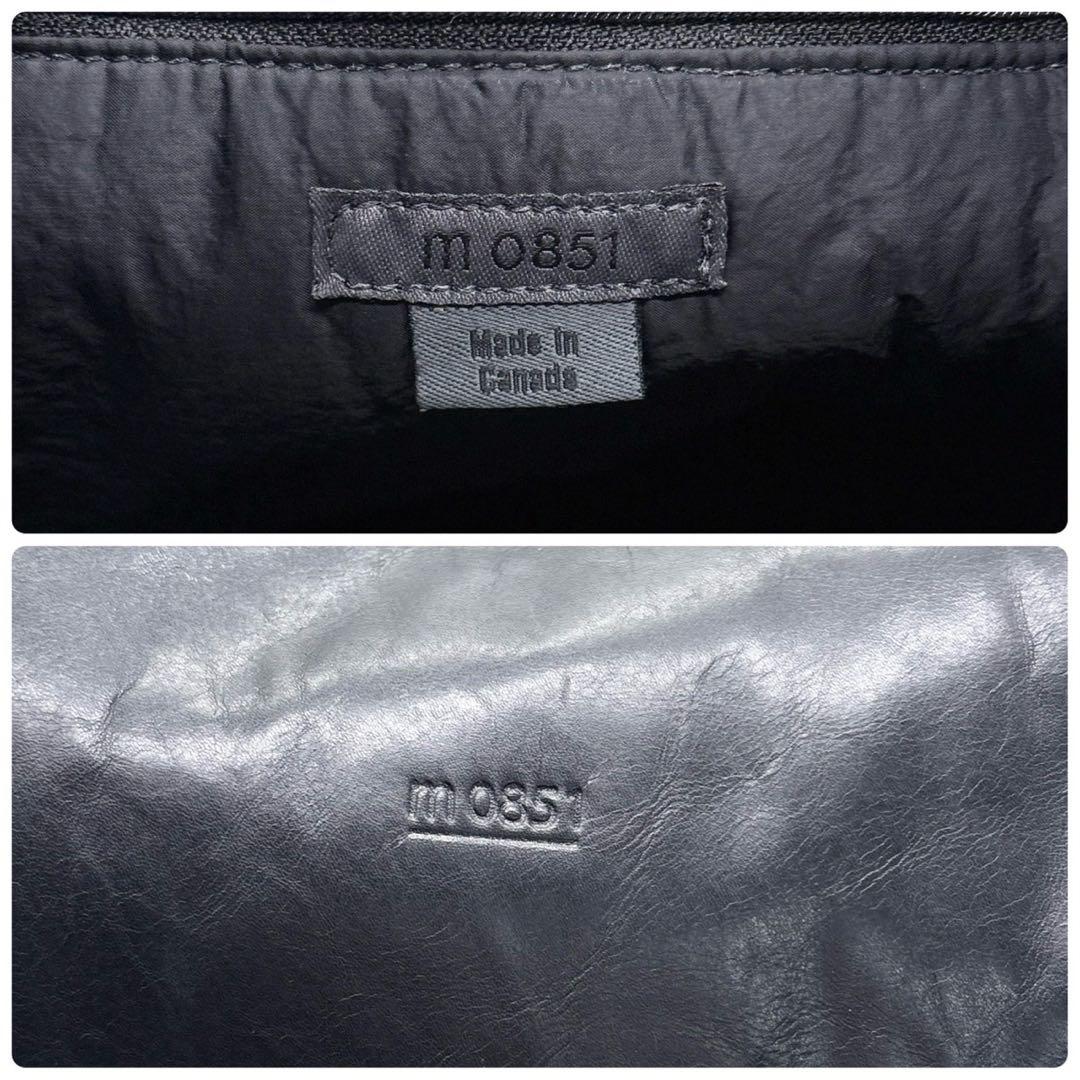 m0851 ショルダーバッグ メッセンジャーバッグ アニリンレザー　ブラック 黒