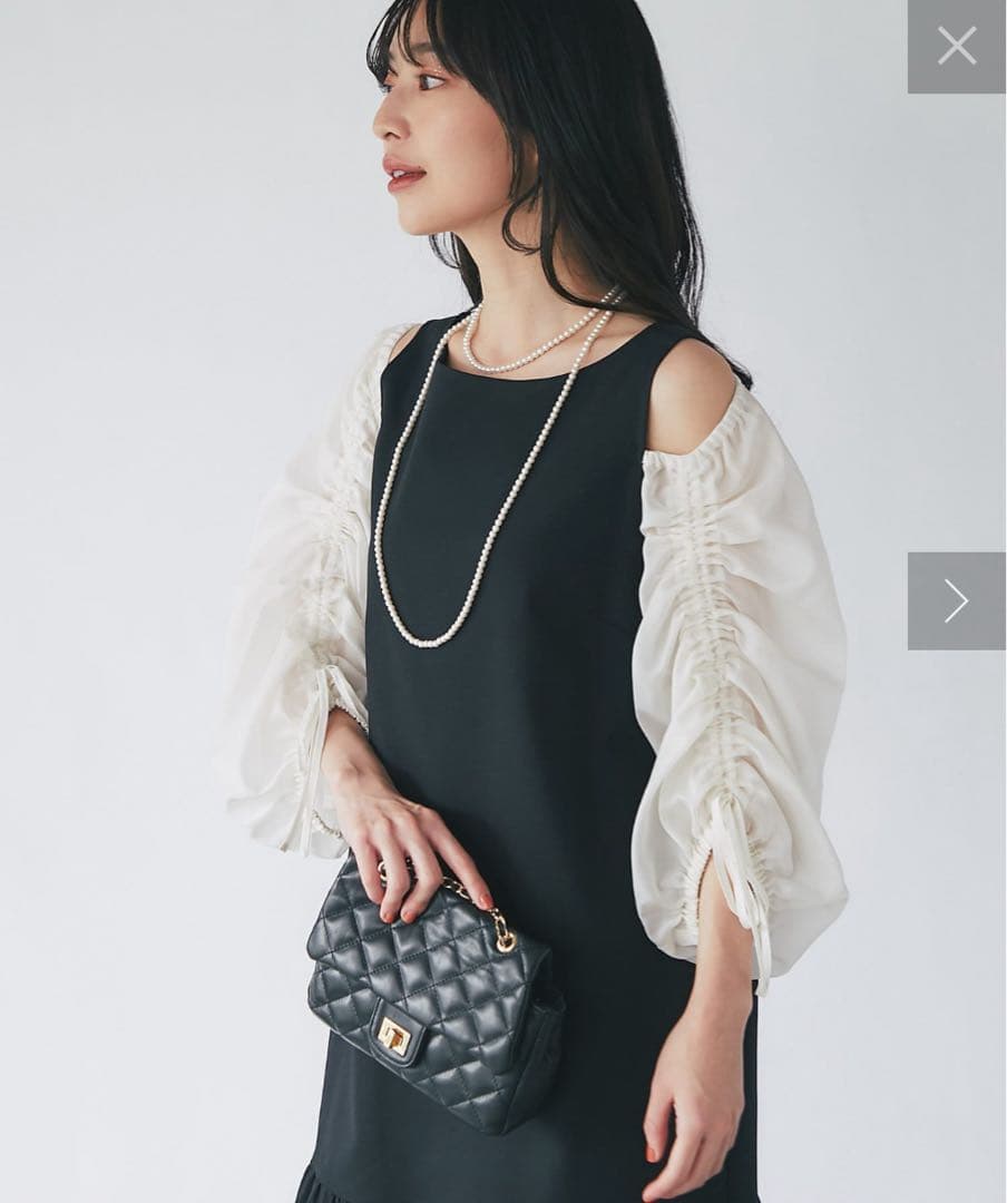 ラブティックボンボン　 シアードッキングドロストスリーブワンピース　 ブラック