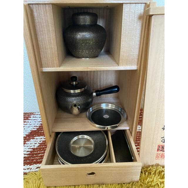 浪華　嵯峨野　煎茶器揃い　横手急須　茶入　茶托　茶合