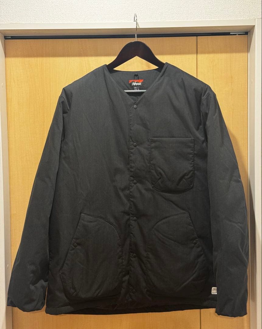 NANGA ヒノックリップストップ インナーダウン カーディガン L ブラック