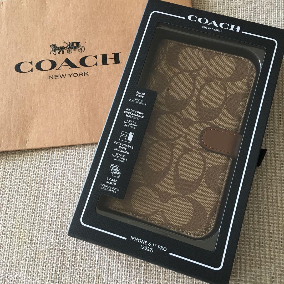 新品　COACH コーチ レザー iPhone 14Pro ケース　手帳