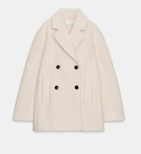 【新品】ZARA　ブークレダブルブレストミディ丈コート　Sサイズ