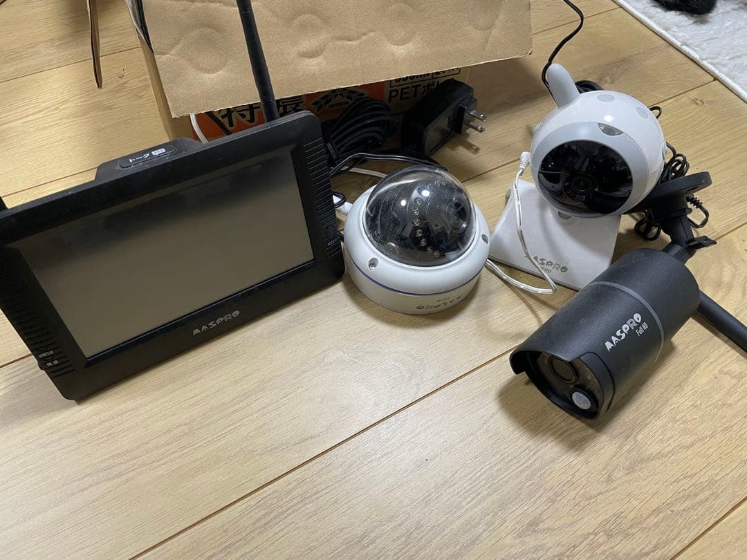 AASPRO 防犯カメラセット モニター・ドーム・バレット